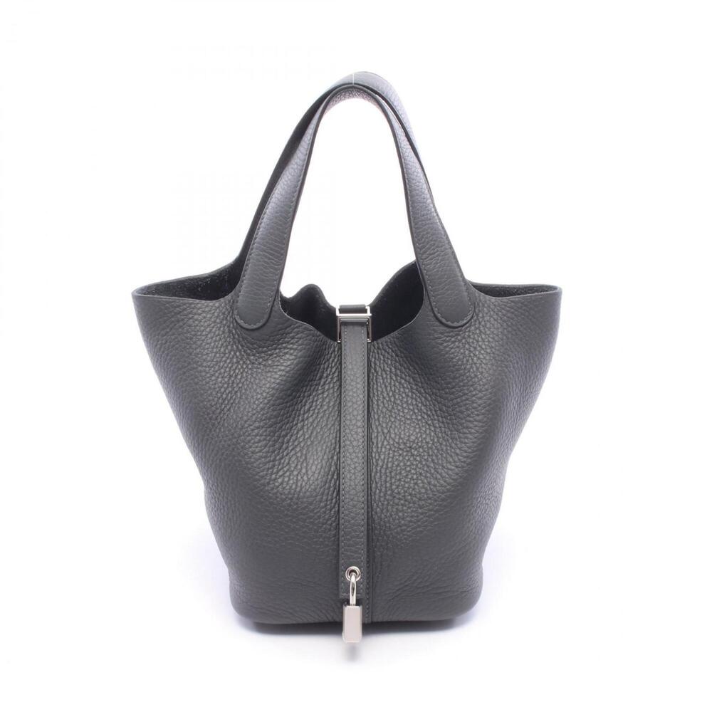 Hermes Picotin Lock PM Handbag, Leather, Taurillon Clemence Women's, Gray